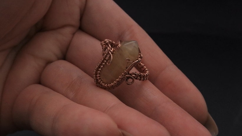 Wire-Wrapping Nostalgic Copper Woven Crystal Point Ring Tutorial 60