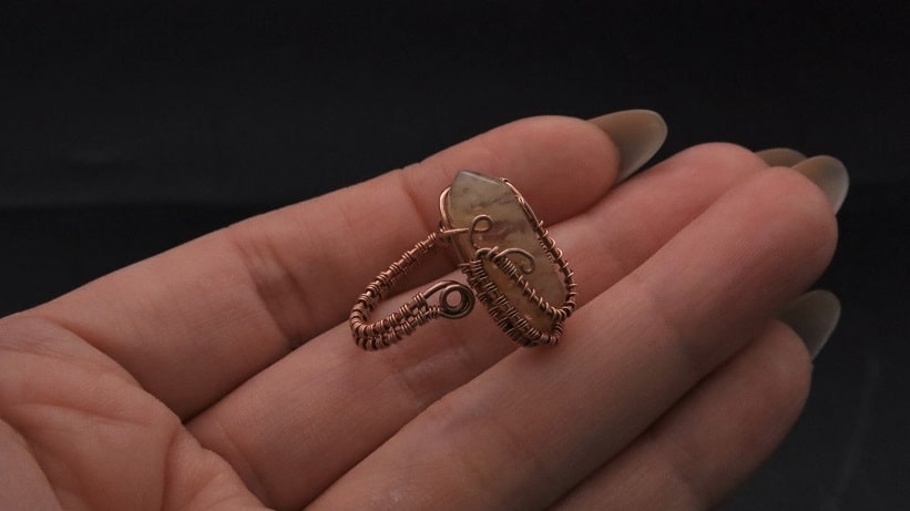 Wire-Wrapping Nostalgic Copper Woven Crystal Point Ring Tutorial 61