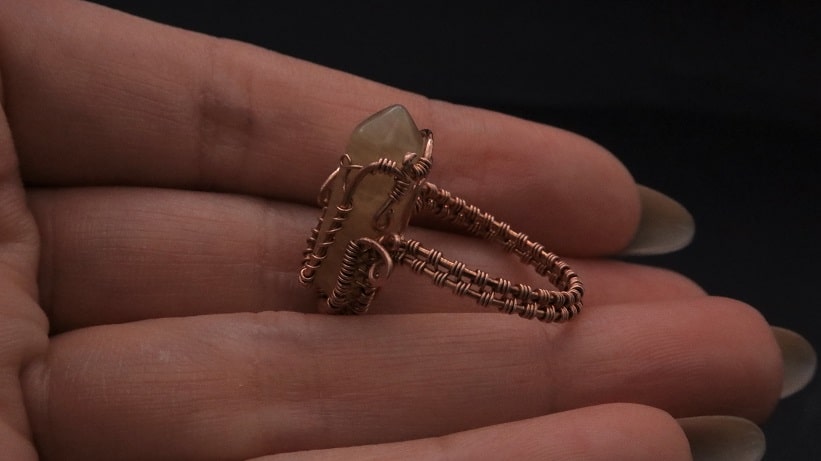 Wire-Wrapping Nostalgic Copper Woven Crystal Point Ring Tutorial 62
